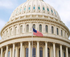 American flag outside US Capitol Building