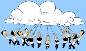 people tied to a cloud computing