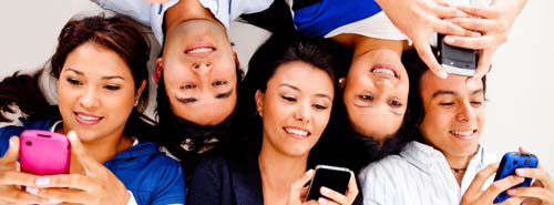 Young people texting