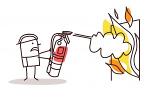 fireman with fire extinguisher