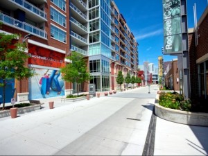 Street view of the Roosevelt retail plaza.