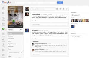 Communities feed in the Google+ environment