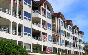 Apartments with American flags