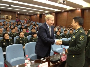 Patrick Terry, President, PXE International Board of Directors with Professor Lize Xiong, Dean, Fourth Military Medical University, Xi'an, China