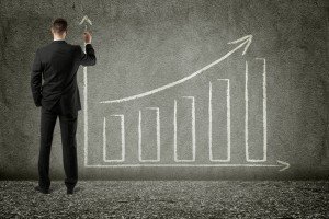 revenue trend chart on wall