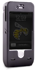 The YellowJacket is not just a phone case - it's also a stun gun!