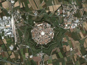 Palmanova from the air. Image via Google/Digital Globe.