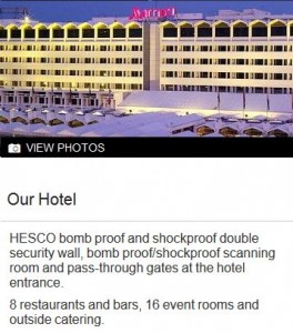 The Islamabad Marriott website describes security features before any other amenities. (Screen capture.)