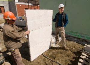 Installing Ecovative sheets.