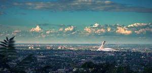 Montreal view with Olympic Stadium