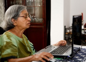 senior at computer