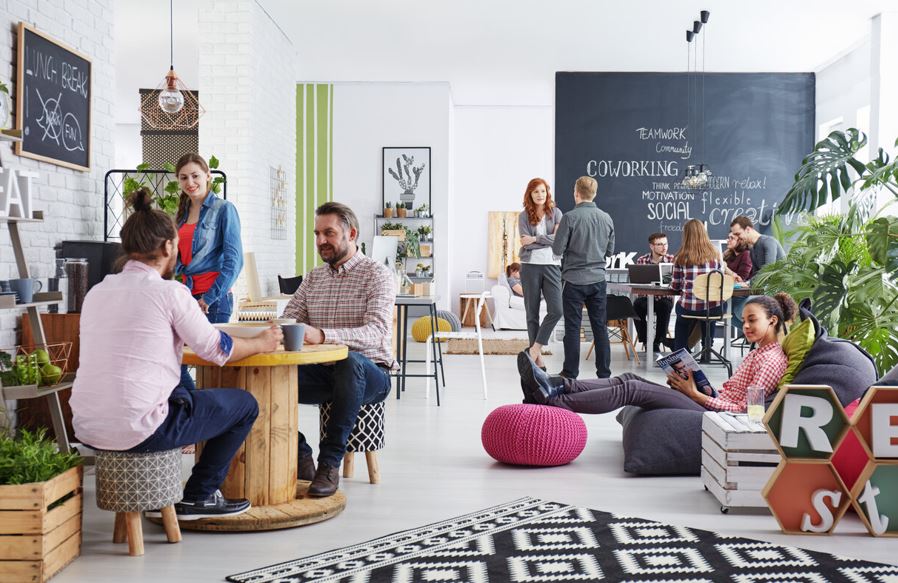 Coworking center with employees and companies