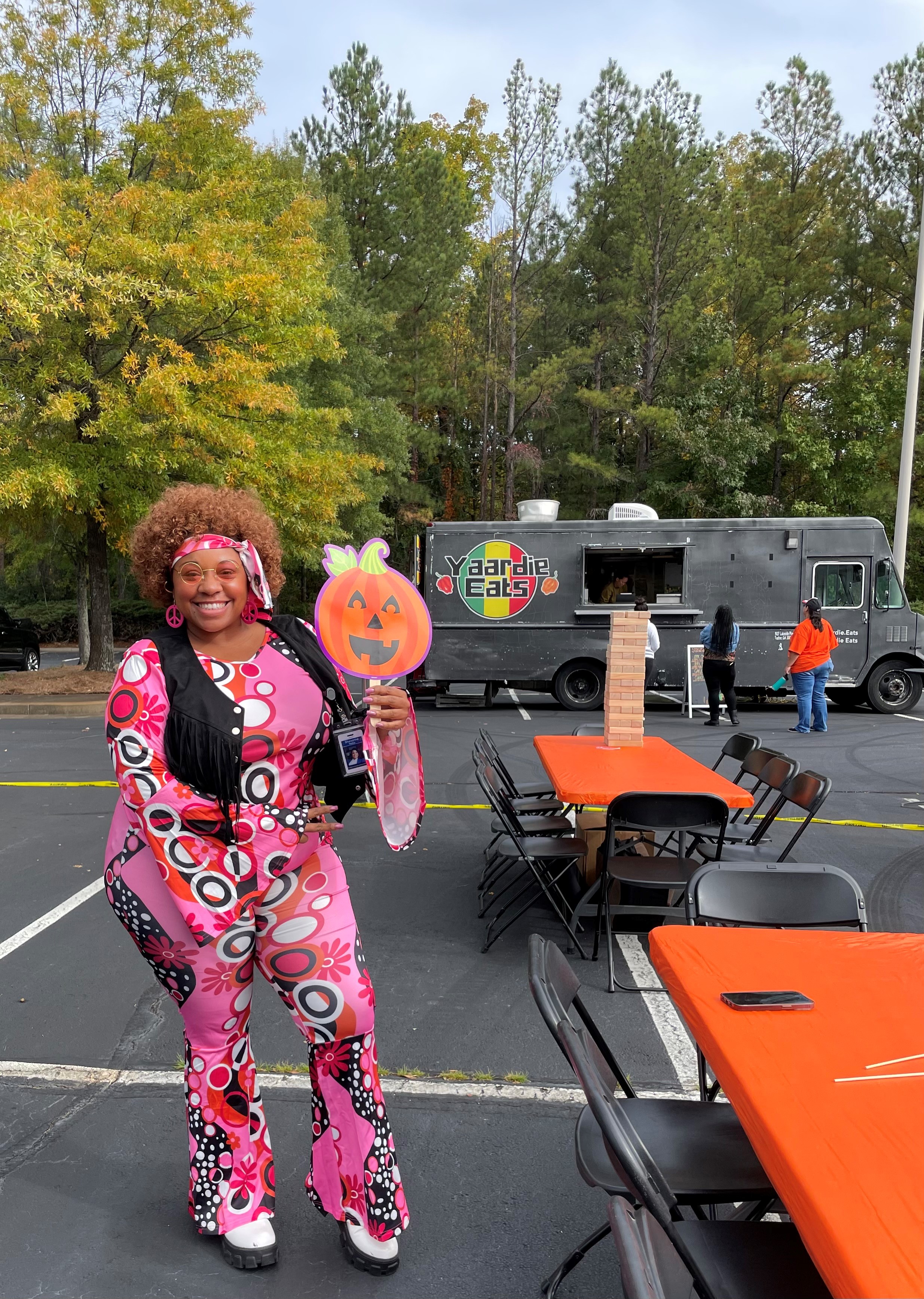 Yardi employee at costume contest party for spirit spooky season