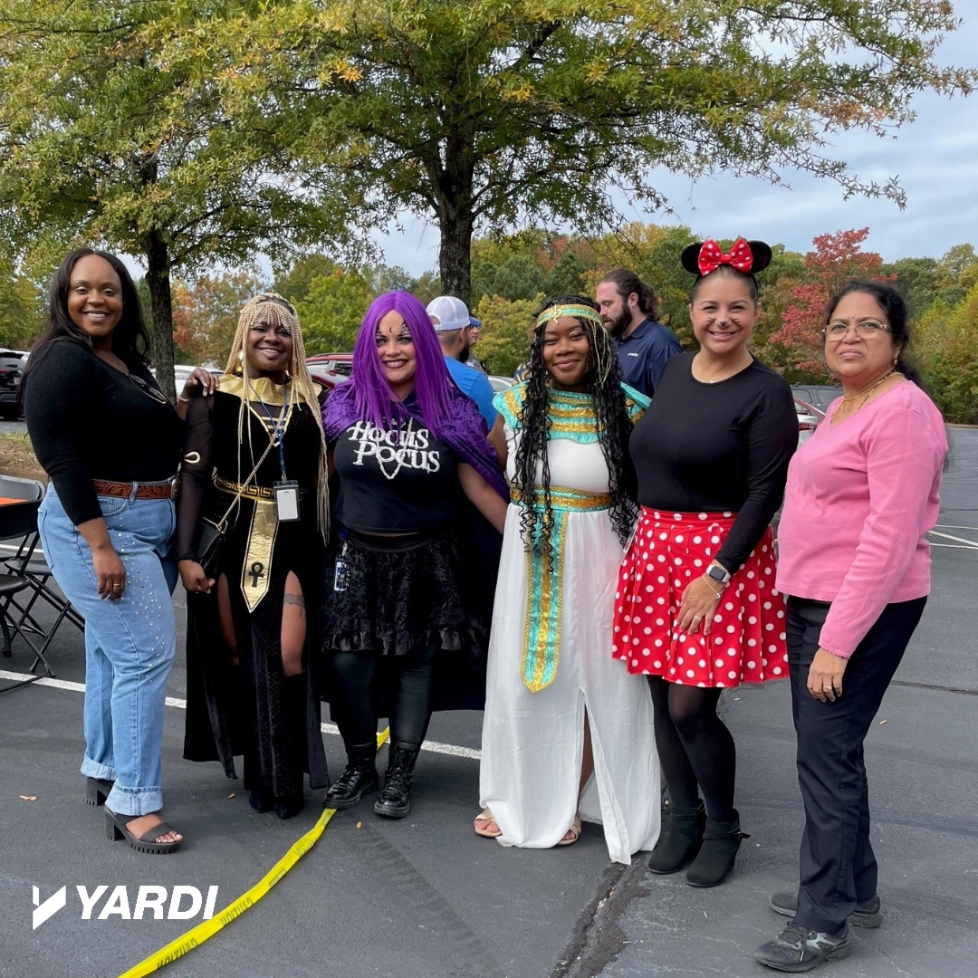 Yardi employees at costume contest party for spirit spooky season