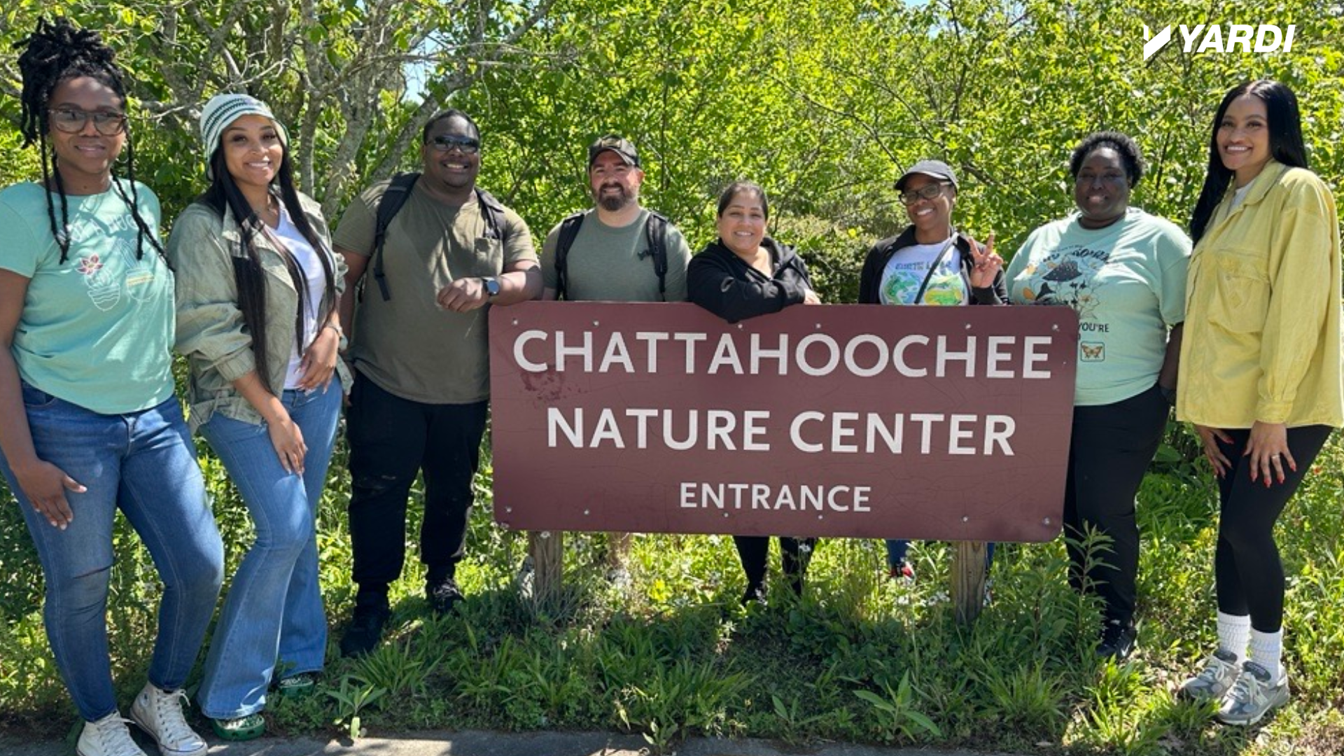 Group of Yardi Atlanta volunteers at garden project