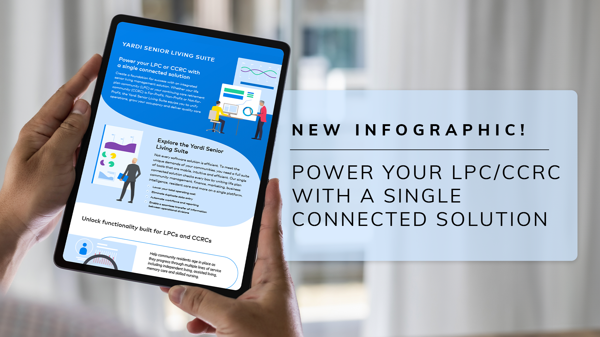 Power your communities with Yardi senior living software. Learn how in this quick, informative infographic.