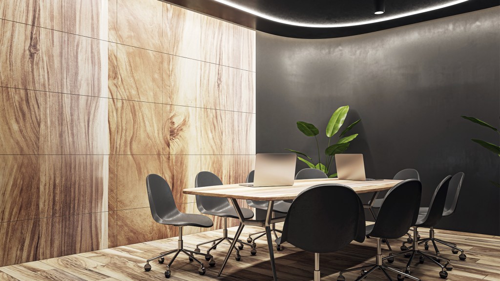 Desk and chairs in a sustainable commercial building