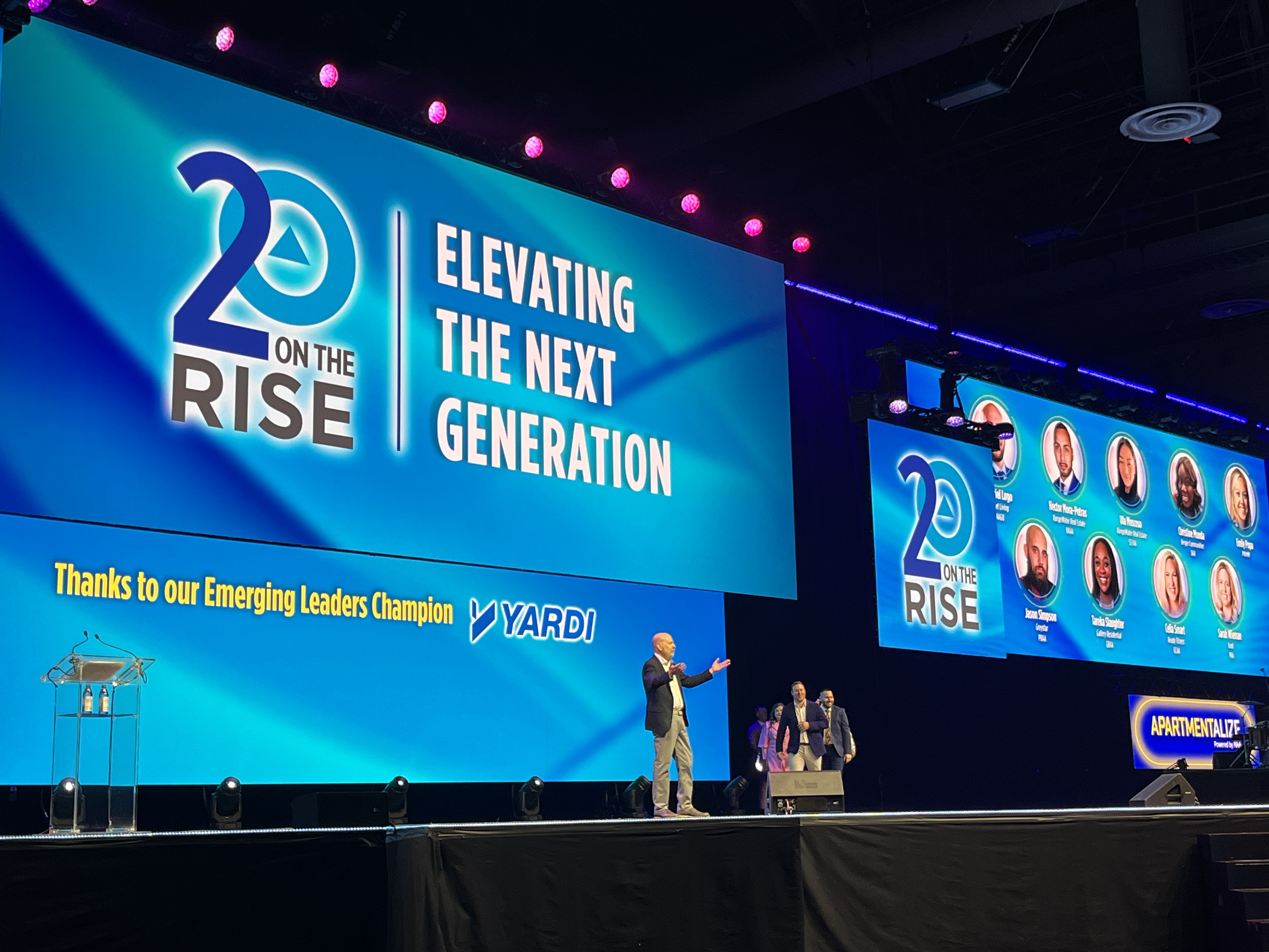 Person on stage at NAA Apartmentalize 2025