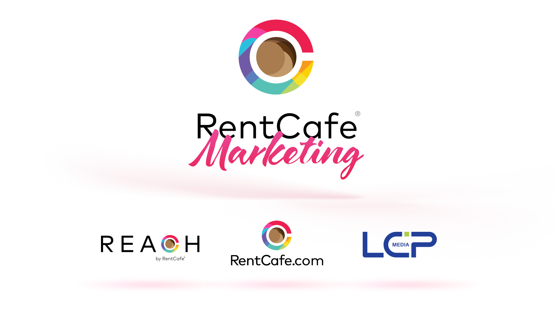 RentCafe Marketing logos: REACH by RentCafe, RentCafe.com and LCP Media