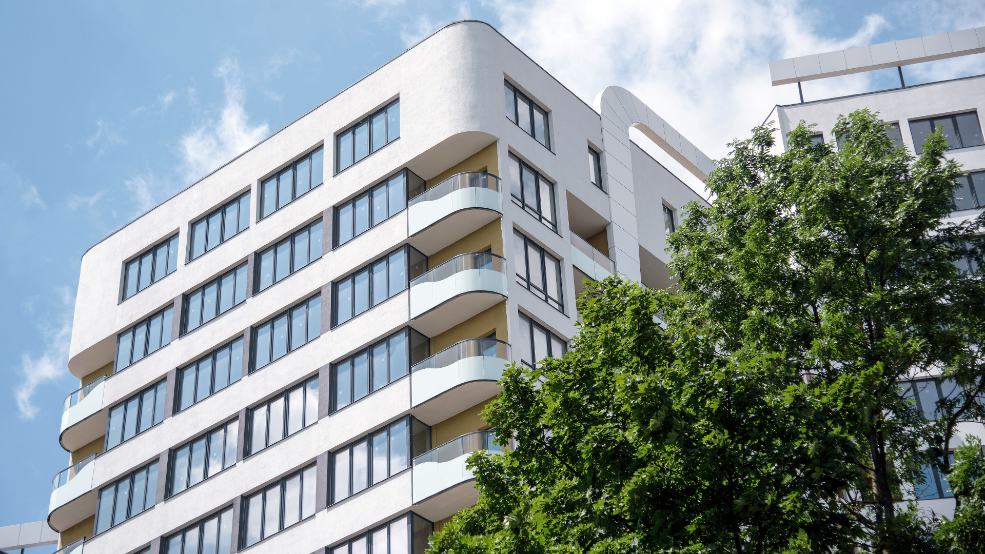 Exterior view of modern multifamily building