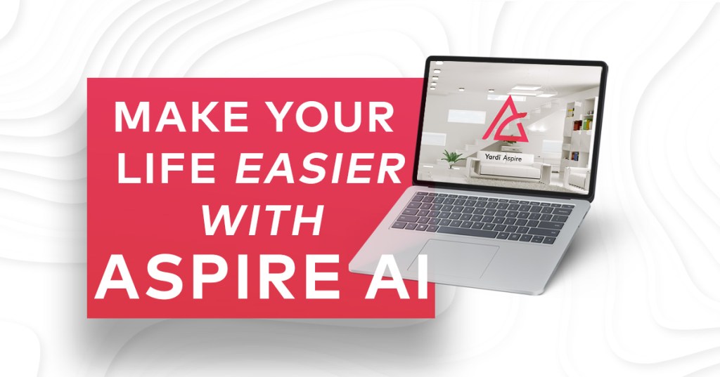 Image of laptop with text: Make your life easier with Aspire AI