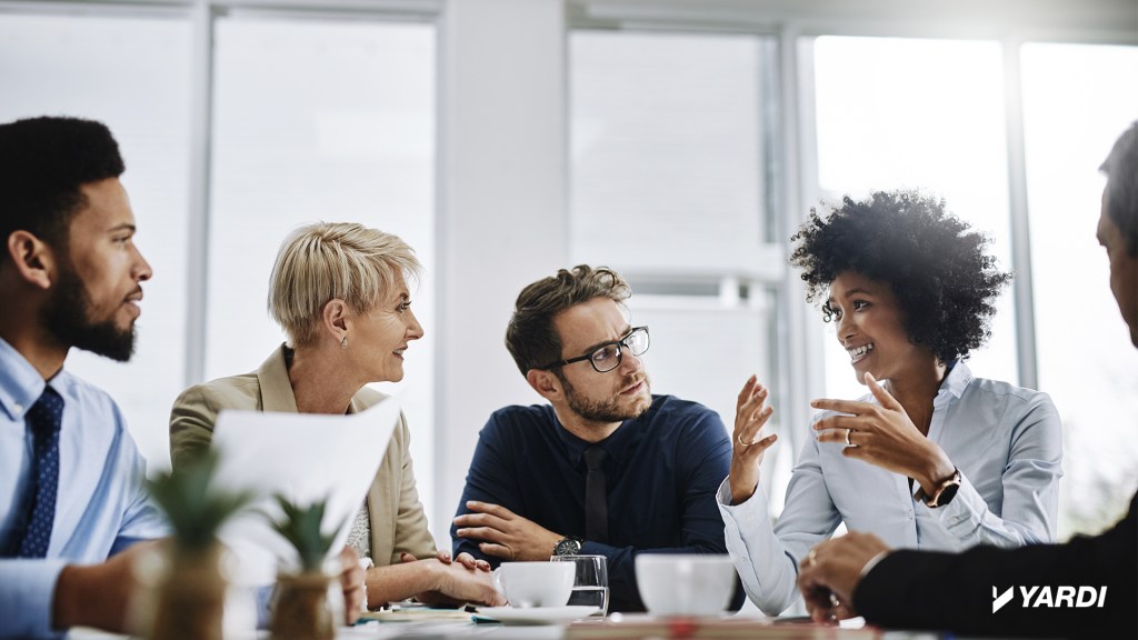 Group of professionals in an engaging conversation
