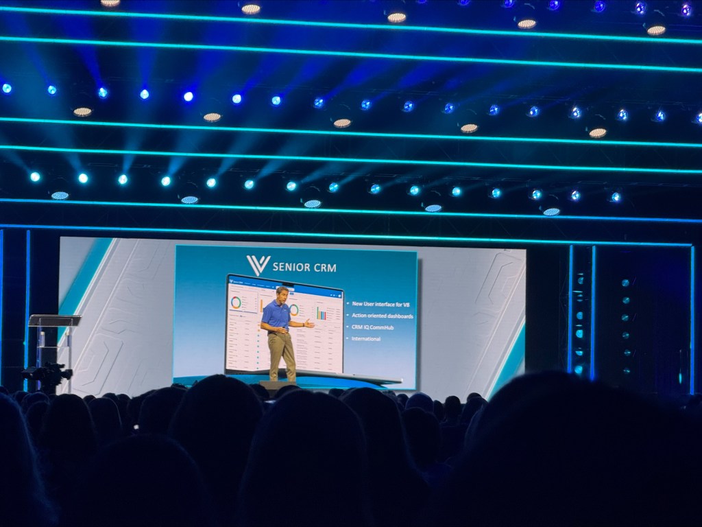 Rob Teel introduces RentCafe Senior CRM changes during the opening session