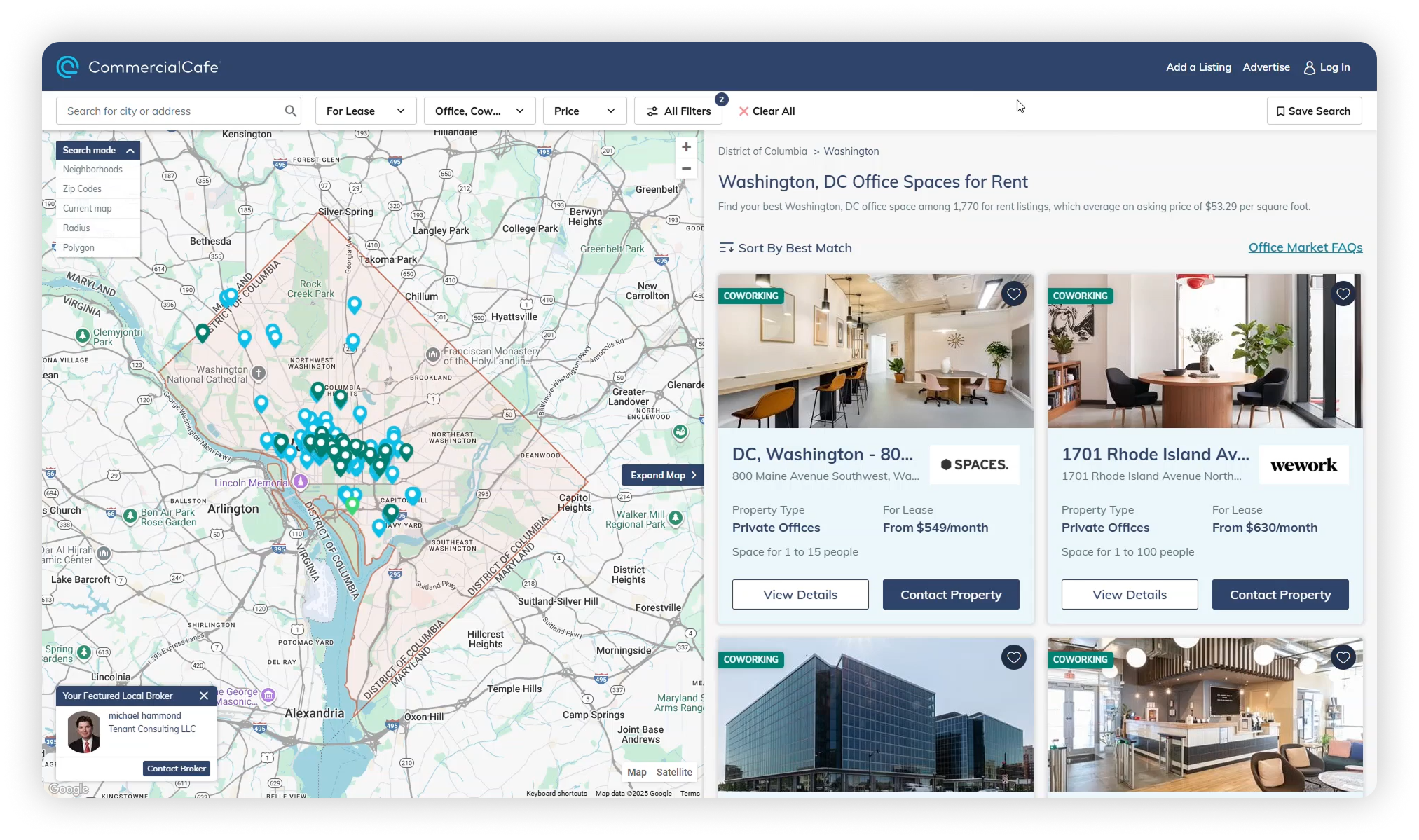 Commercial property management software, CommercialCafe Marketing screenshot