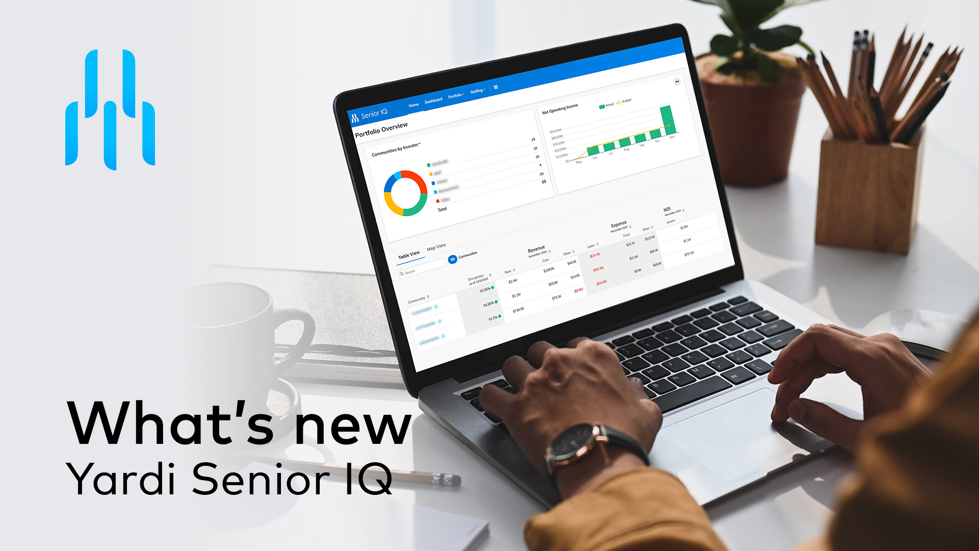 Image of laptop with Yardi Senior IQ on screen