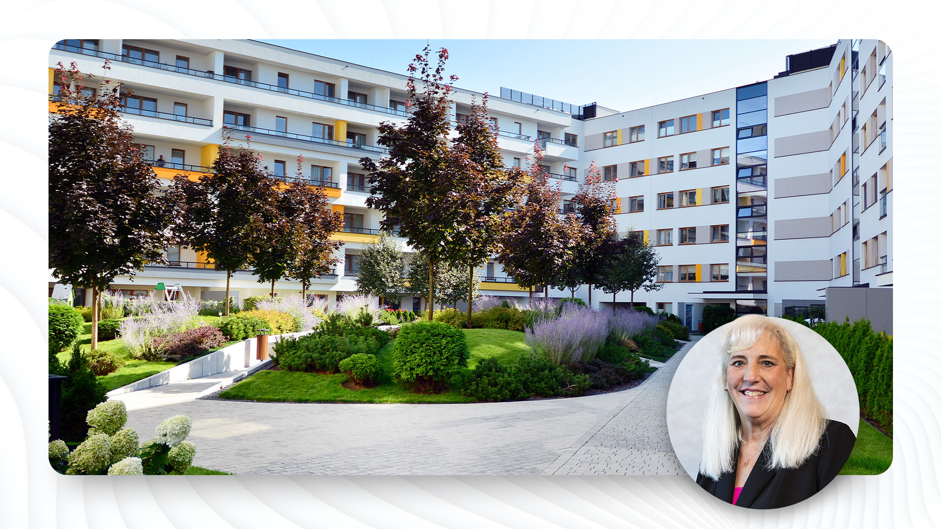 A residential property with an inset photo of Mary Beth Snyder