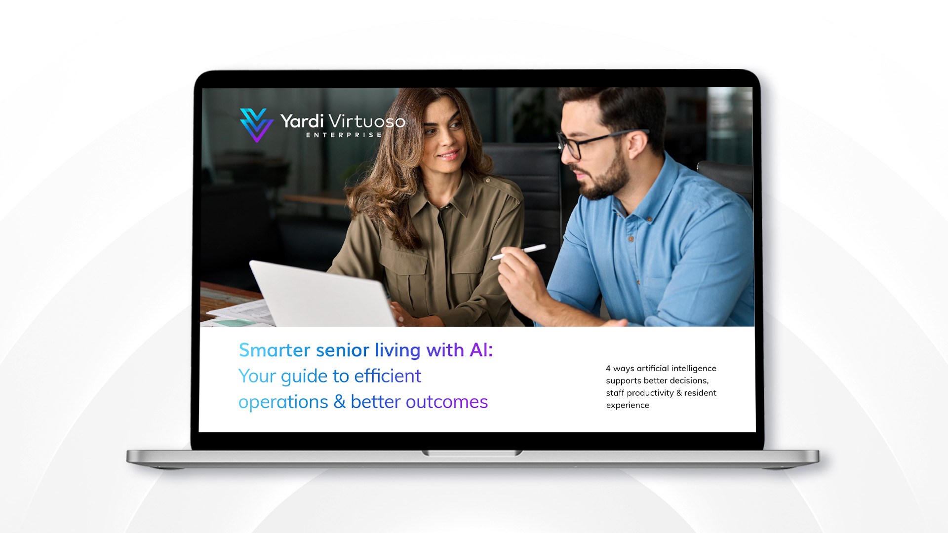 AI in senior living ebook on a laptop