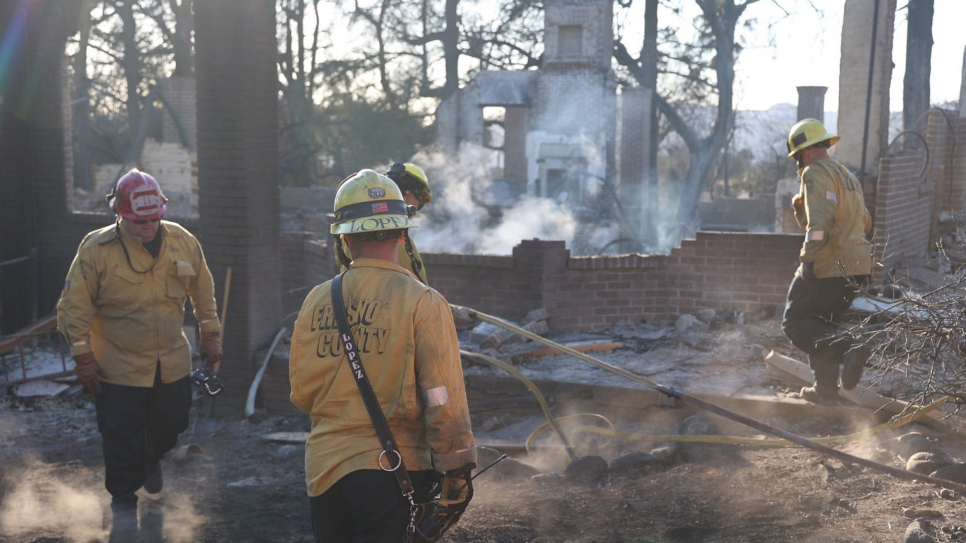 Wildfire fire fighters together
