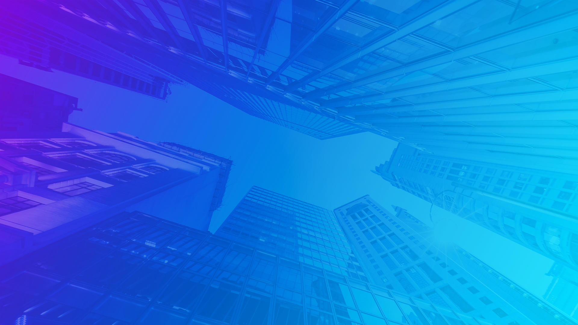 Stylized blue and purple graphic of buildings