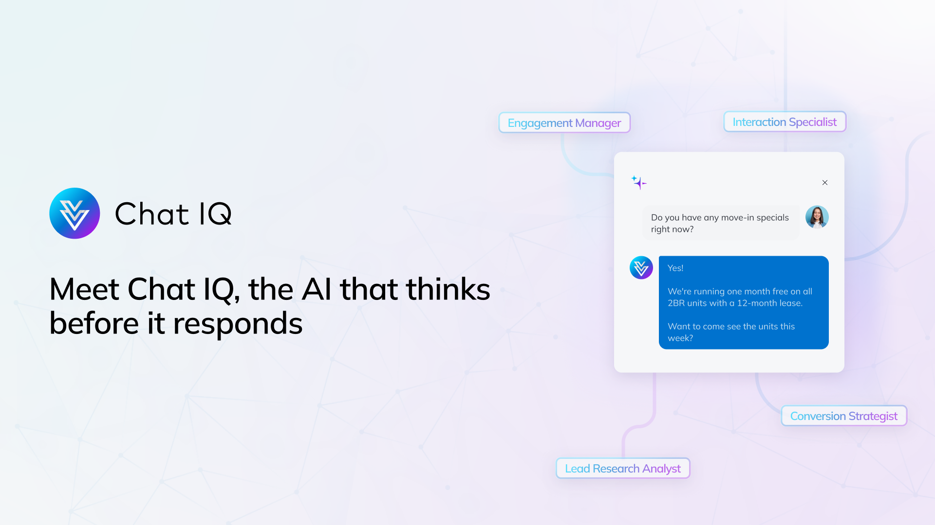 Text box next to image title: Meet Chat IQ, the AI that thinks before it responds