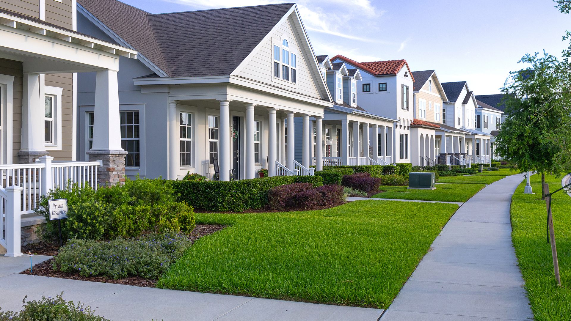 Exterior of white houses