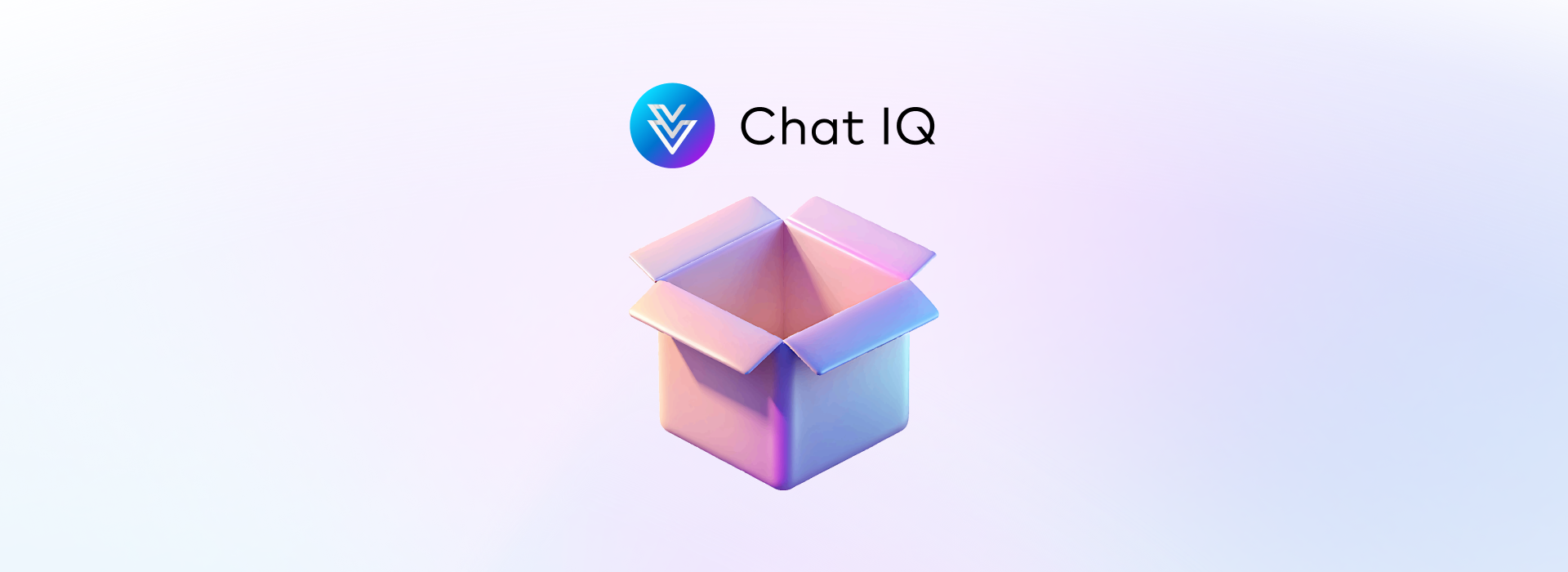 Chat IQ logo and graphic of an open box