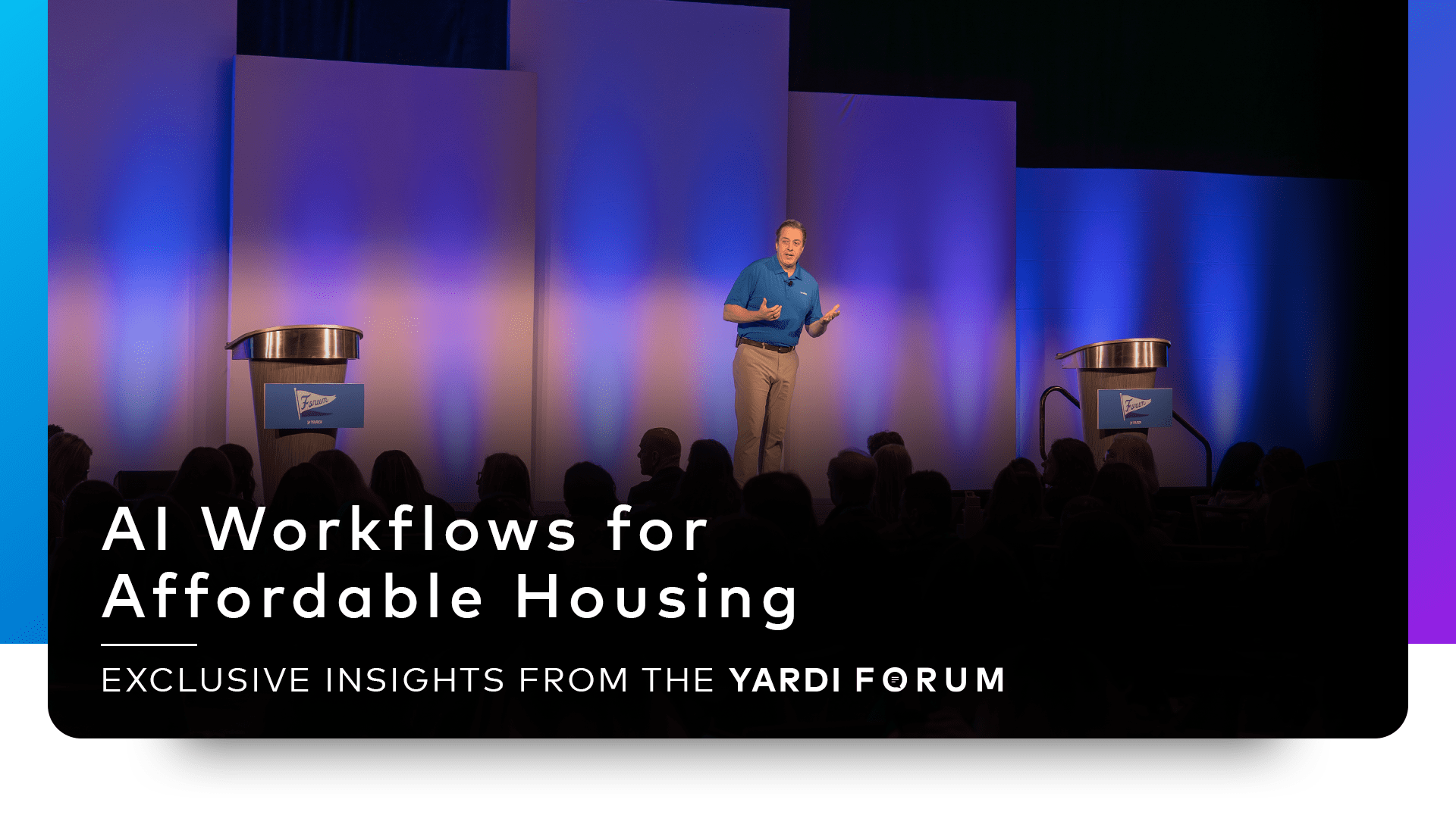 Yardi vice president, Chuck Manly, speaks on AI workflows for affordable housing at the Yardi Forum