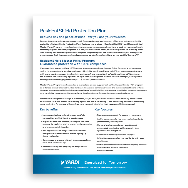 ResidentShield Master Policy Program Brochure