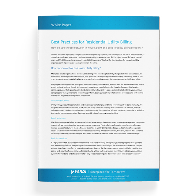 Best Practices for Residential Utility Billing White Paper