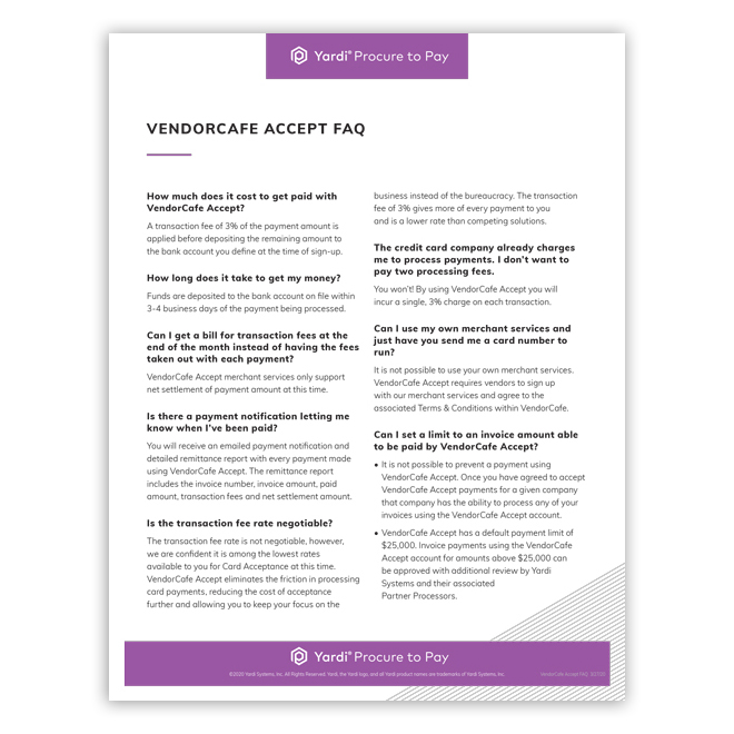 VendorCafe Accept FAQ