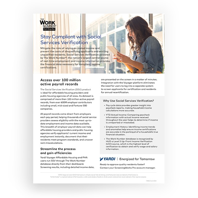 ScreeningWorks Pro – The Work Number Social Services Verification Brochure