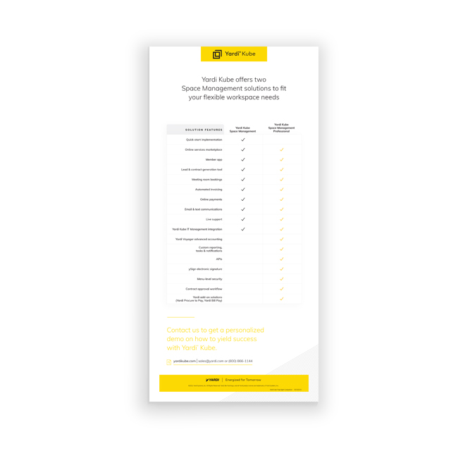Yardi Kube Space Management Comparison Brochure