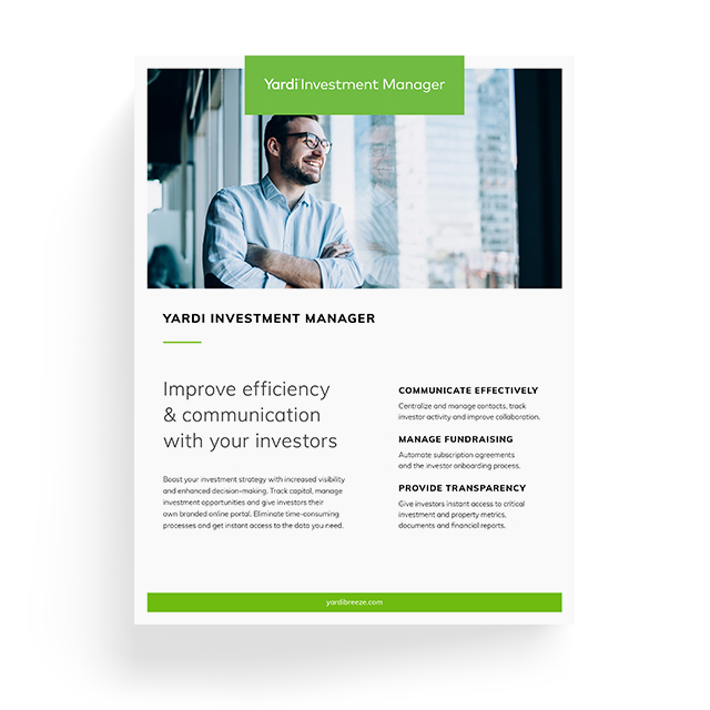 Investment Manager for Yardi Breeze Premier Brochure