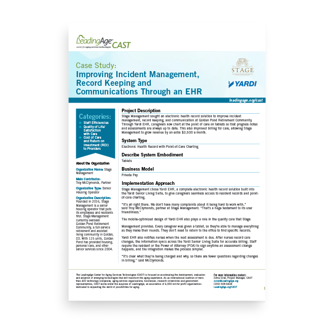 LeadingAge CAST Stage Management Case Study on EHR