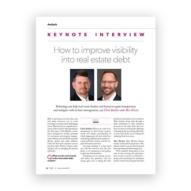 PERE Keynote Interview: How to improve visibility into real estate debt