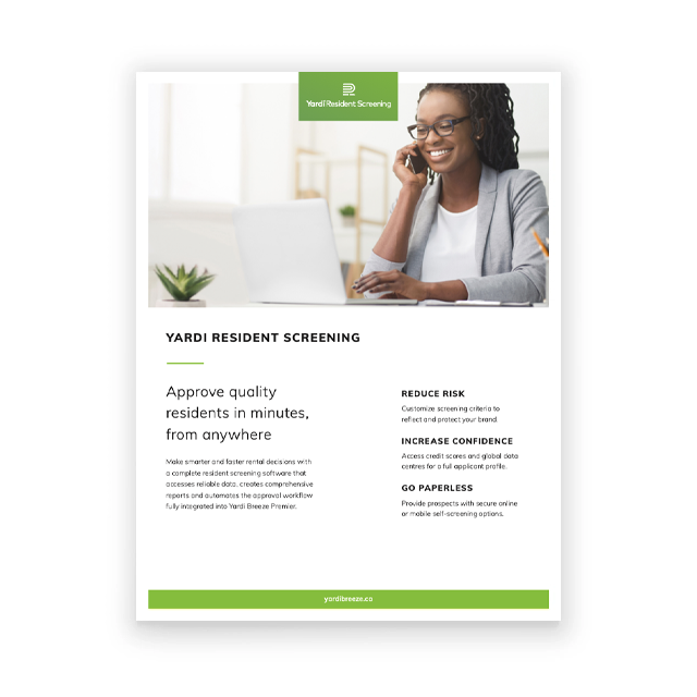 Resident Screening for Yardi Breeze Premier Canada Brochure