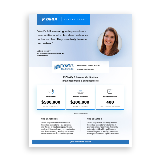 Client Story: Towne Properties on Screening & Fraud Suite