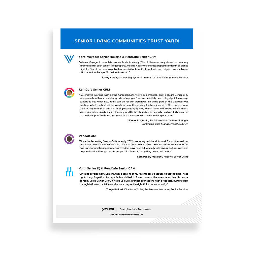 How Senior Living Operators Save Time and Improve Visibility With Yardi Software