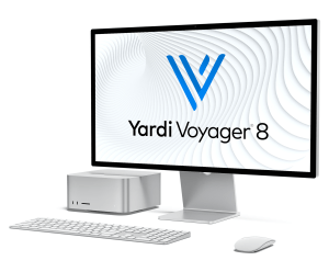 Yardi Voyager 8 logo on a desktop computer