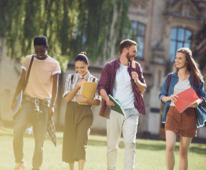 students walking together on campus